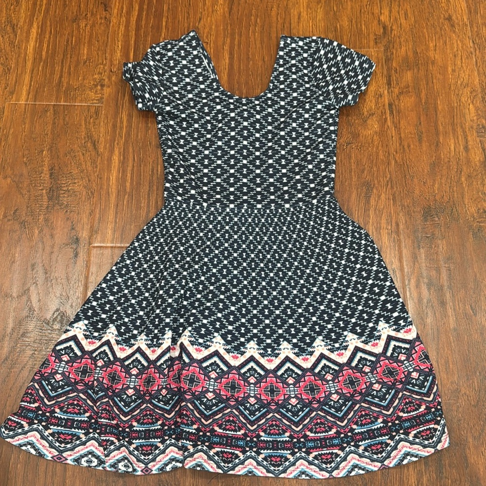 Planet Gold Scoop Dress Blue Combo